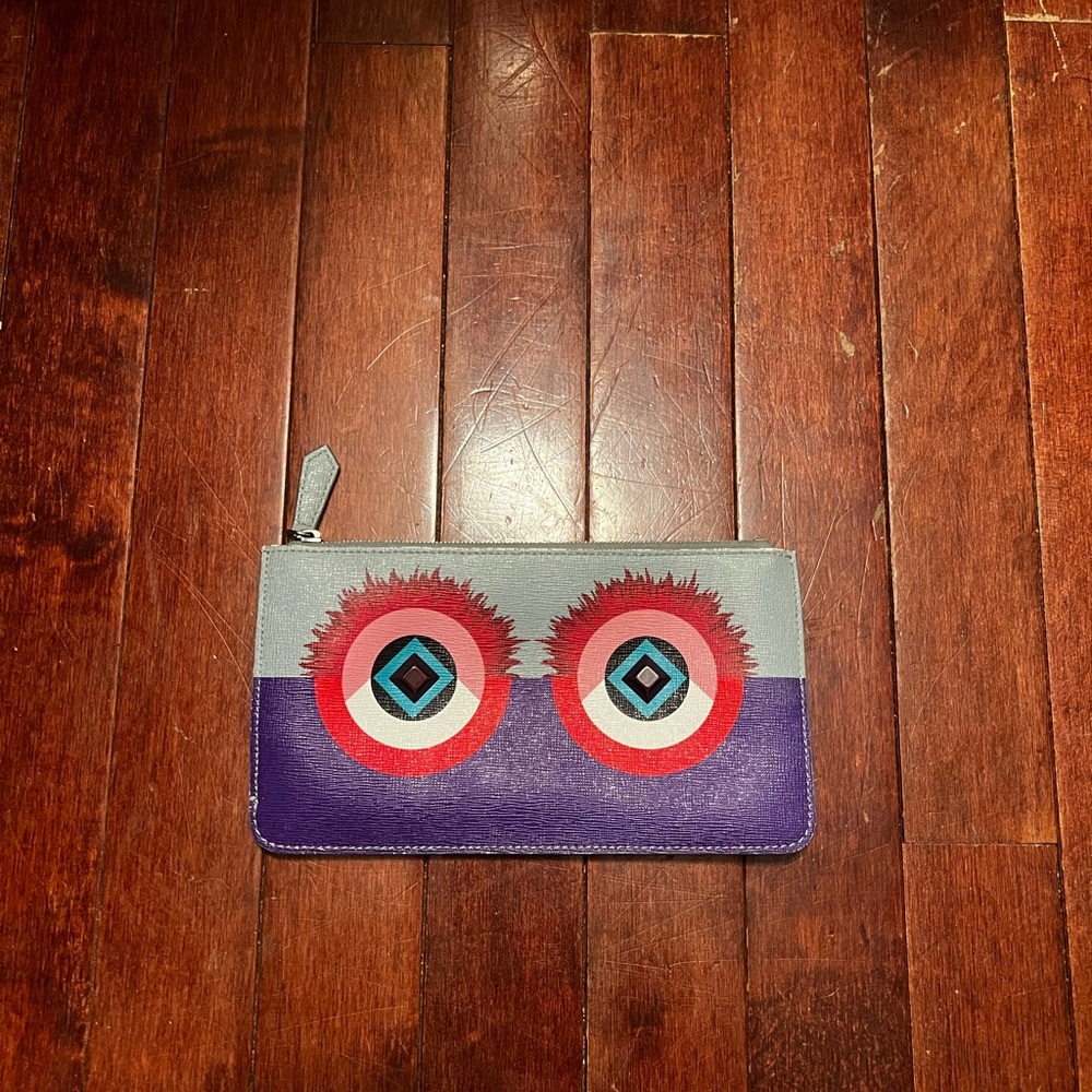 Fendi Monster Zip Pouch Clutch Cosmetic Bag